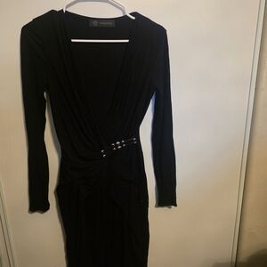 Versace Black Long Sleeve Wrap Dress